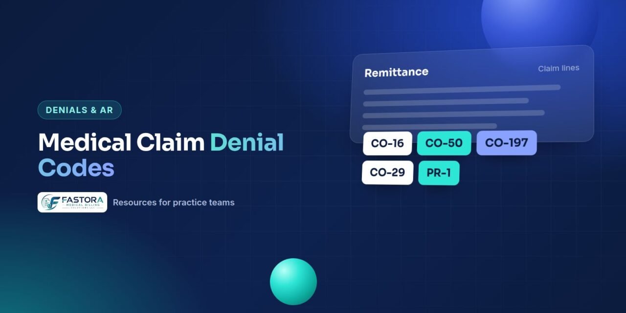 Illustration for the Fastora guide: Medical Claim Denial Codes: CARC and RARC Codes Explained
