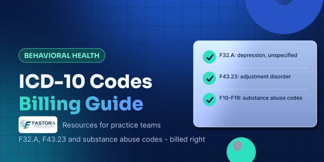 ICD-10 Codes for Behavioral Health Billing: F32.A, F43.23 and Substance Abuse Codes
