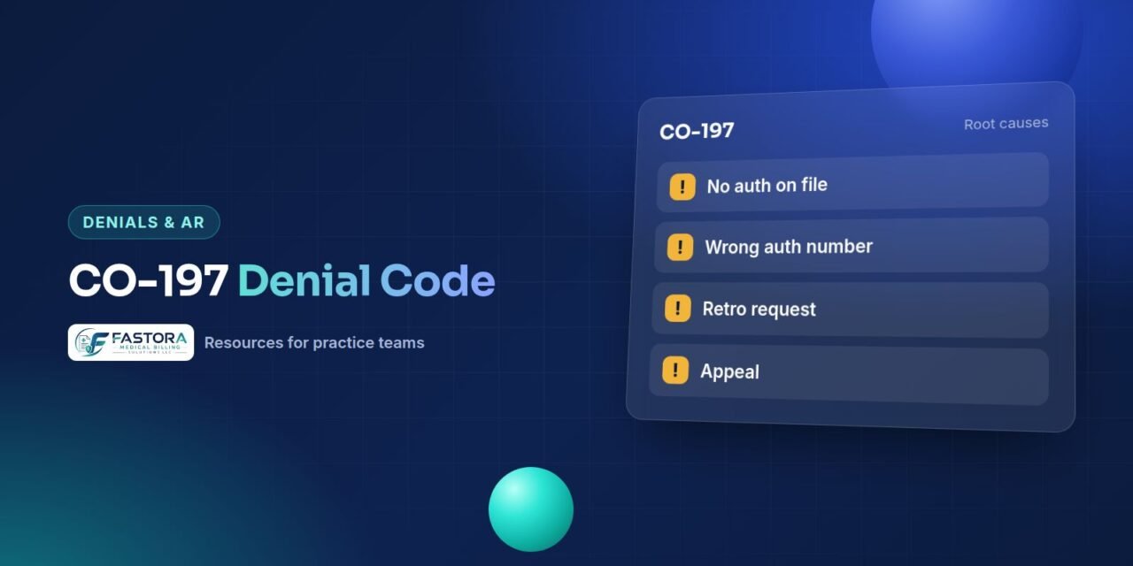 Illustration for the Fastora guide: CO-197 Denial Code: Missing Authorization and How to Recover
