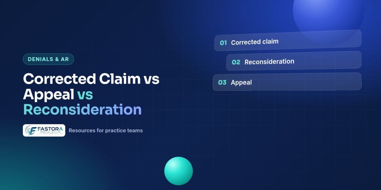 Illustration for the Fastora guide: Corrected Claim vs Appeal vs Reconsideration