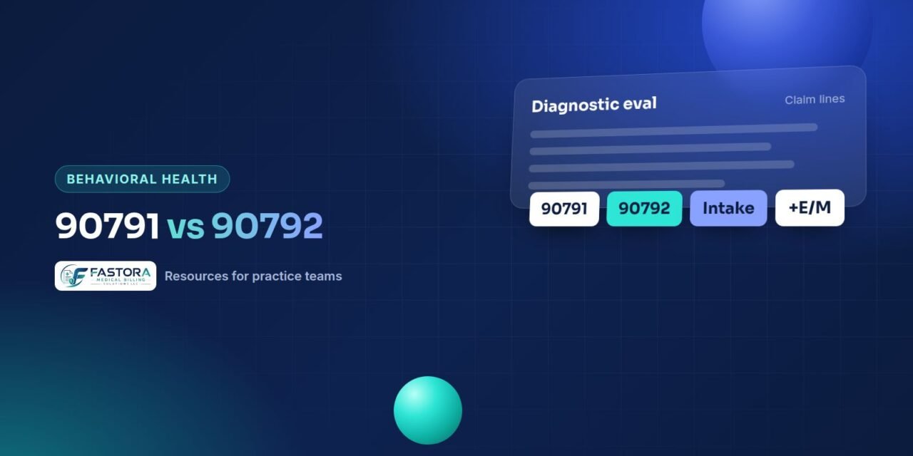 Illustration for the Fastora guide: 90791 vs 90792: Psychiatric Diagnostic Evaluation Billing