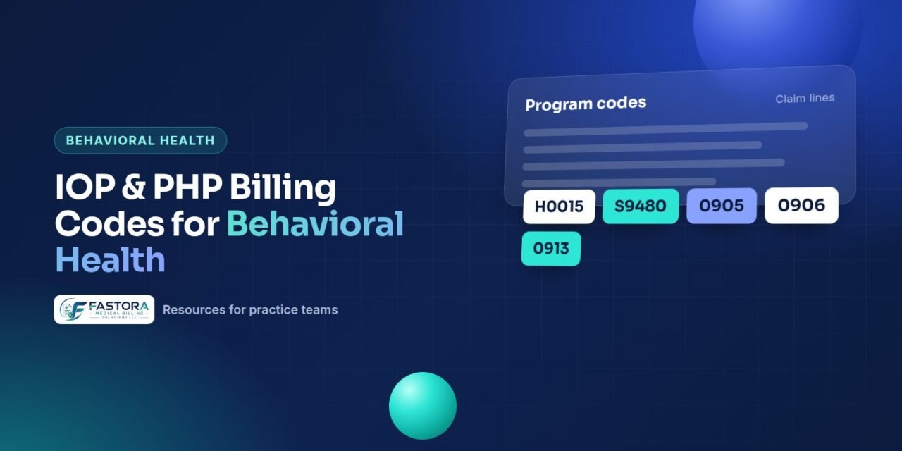 Illustration for the Fastora guide: IOP & PHP Billing Codes for Behavioral Health