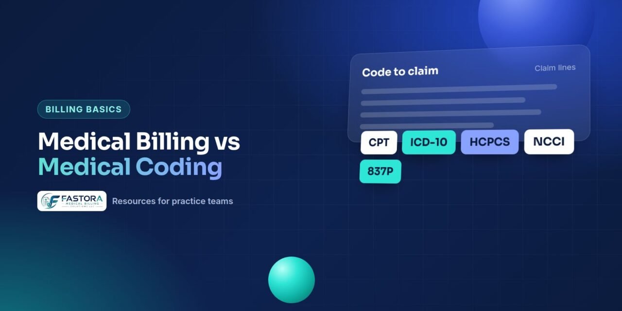 Illustration for the Fastora guide: Medical Billing vs Medical Coding